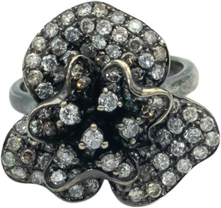 14k White Gold 1.75CT Diamond Cluster Flower Ring Size 6.75