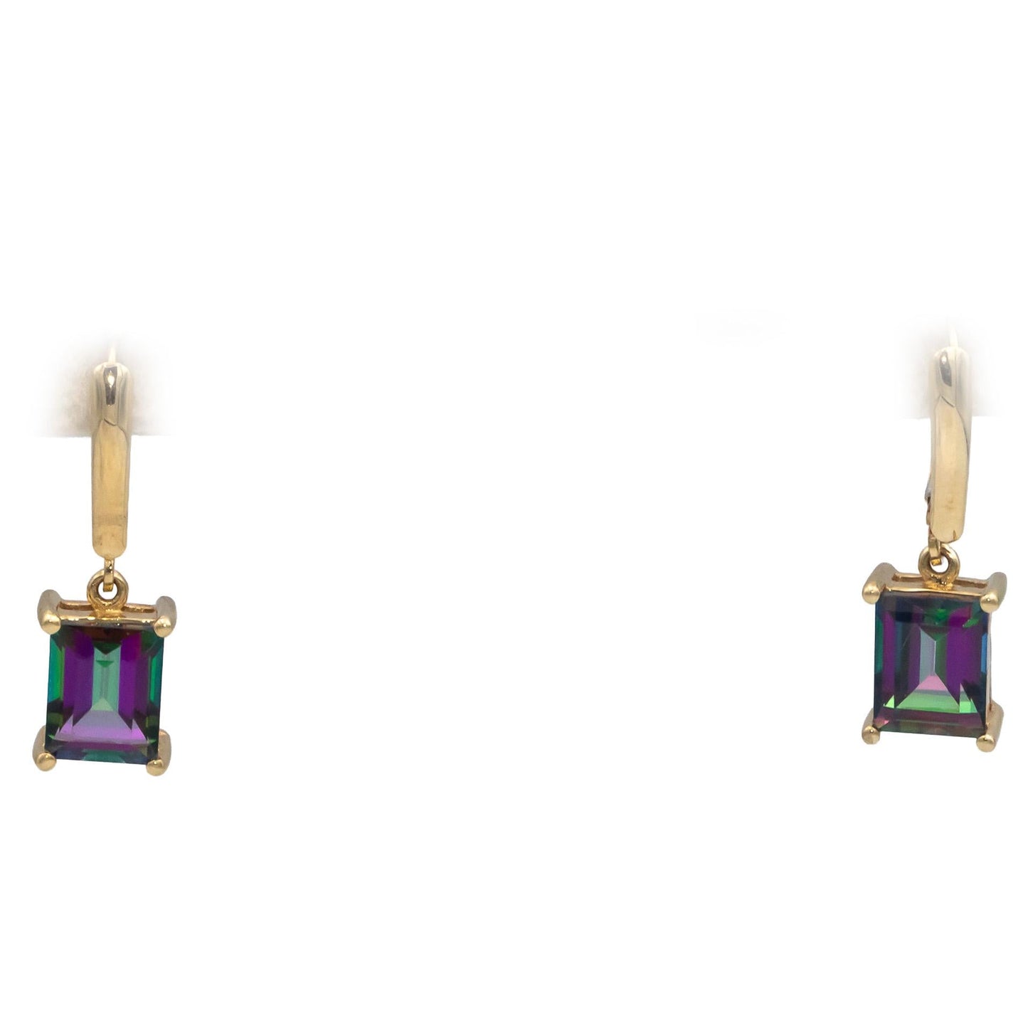 14k Yellow Gold 4.0CT Mystic Topaz Drop Dangle Earrings