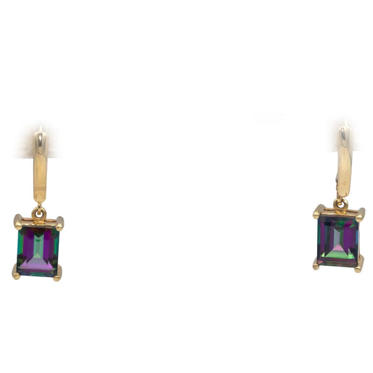 14k Yellow Gold 4.0CT Mystic Topaz Drop Dangle Earrings