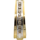 14k Yellow & White Gold Round Cut Diamond Curved Huggie Style Earrings 0.25CT
