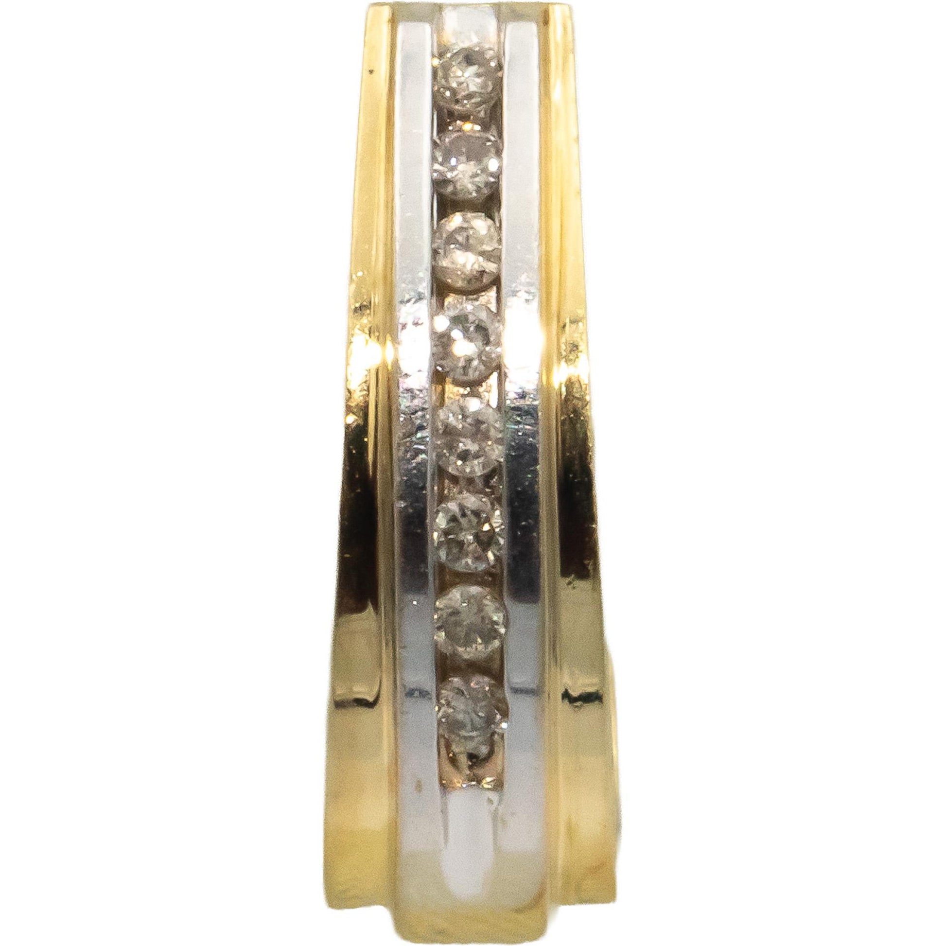 14k Yellow & White Gold 0.25CT Round Cut Diamond Curved Huggie Style Earrings