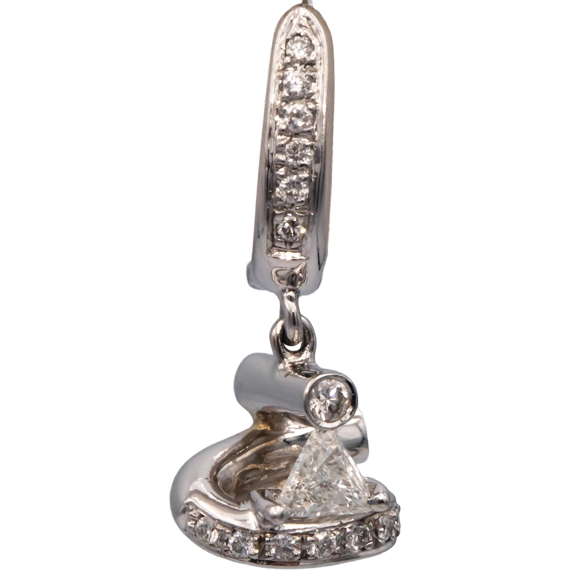 Custom Rare 18k White Gold 0.85CT VS Diamond Drop Dangle Earrings