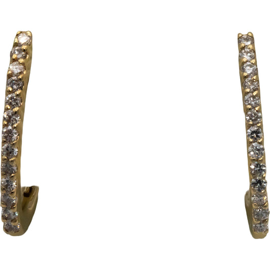 14k Yellow Gold 0.25CT Round Cut Diamond Hoop Huggie Earrings