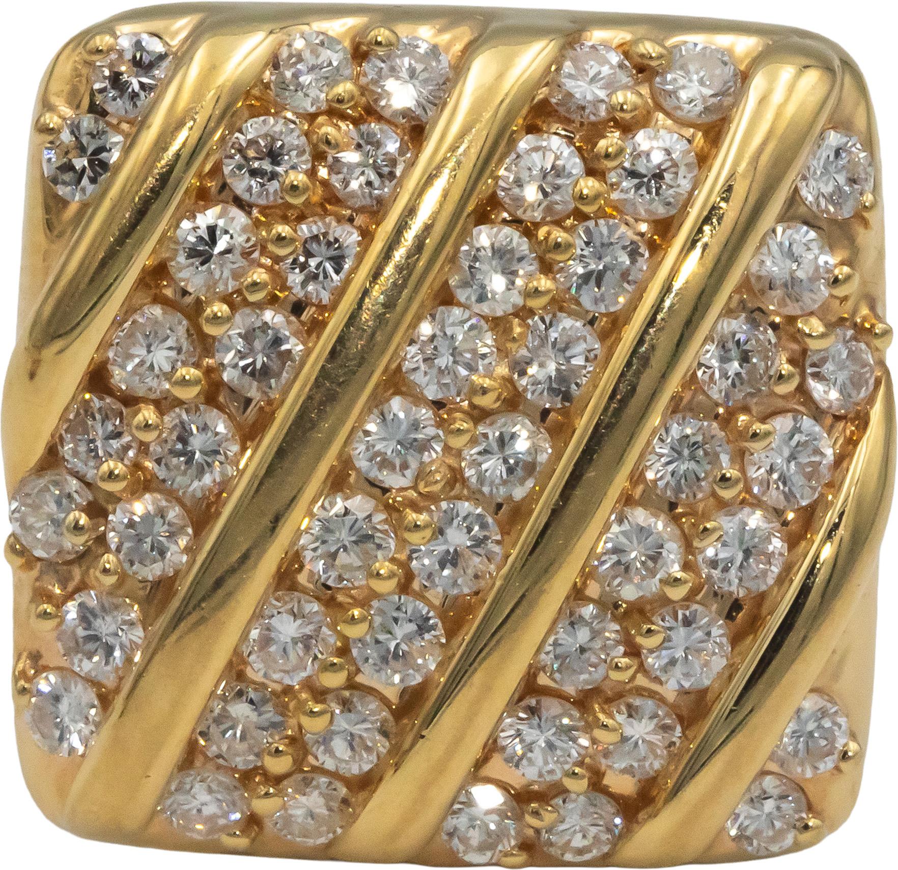 18k Yellow Gold Jewelry VS Round Cut Diamond Square Cluster Earrings 3.0CT