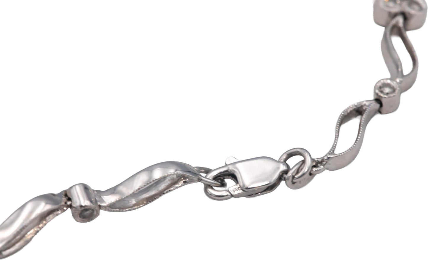 14k White Gold Jewelry 0.40CT Round Cut Diamond Flower Fancy Link Bracelet