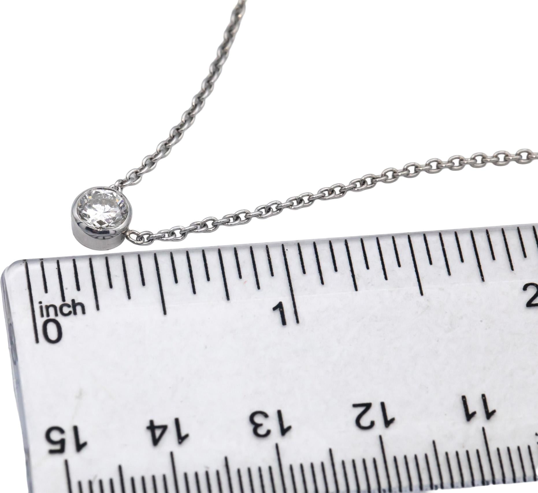 Platinum & 14k White Gold 0.50CT Round Cut Diamond Solitaire Pendant Necklace