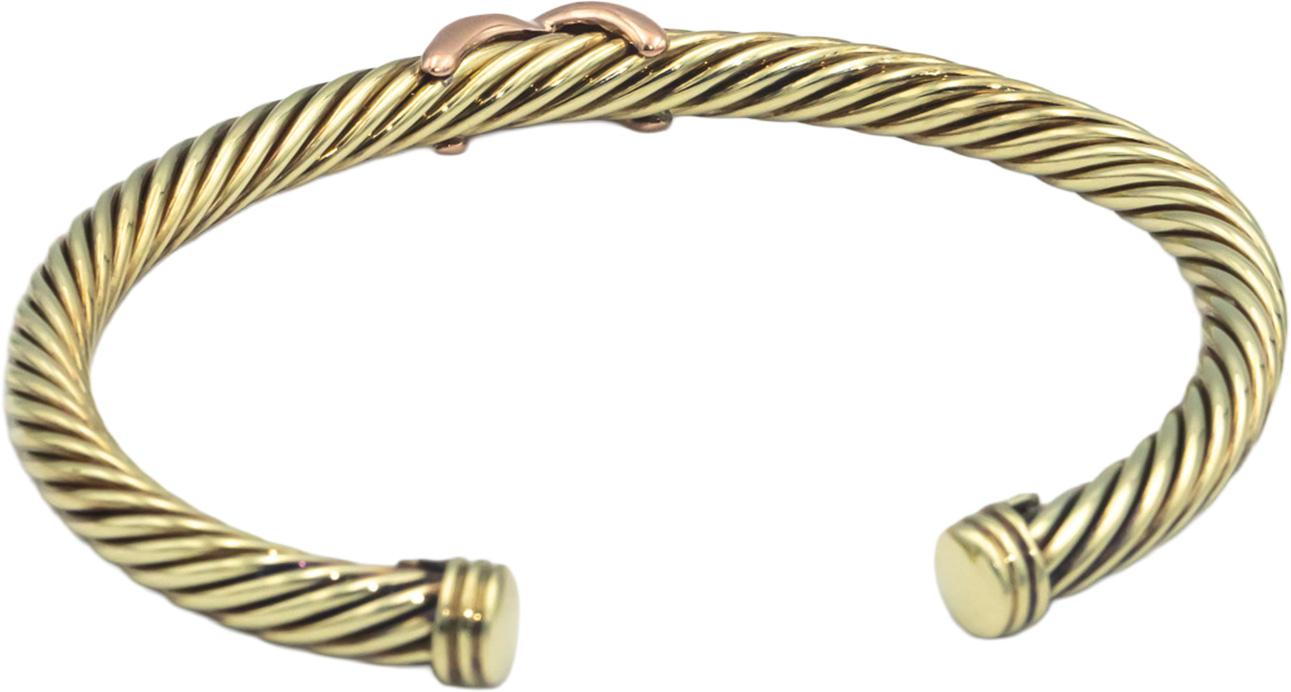 DAVID YURMAN Designer 14k Yellow Gold Jewelry Cable Cuff Bracelet