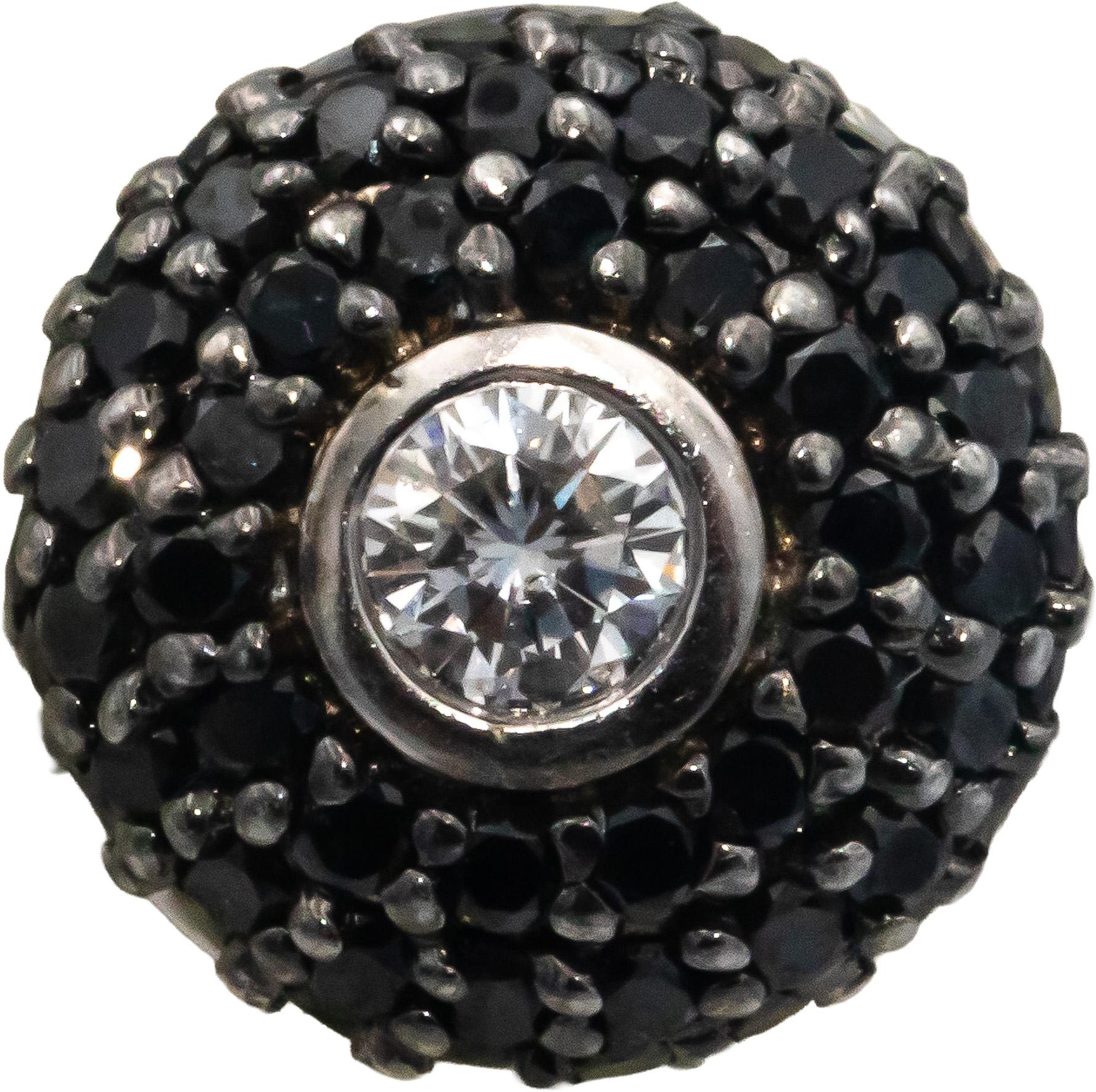 14k White Gold White and Black Diamond Cluster Stud Earrings 2.50CT