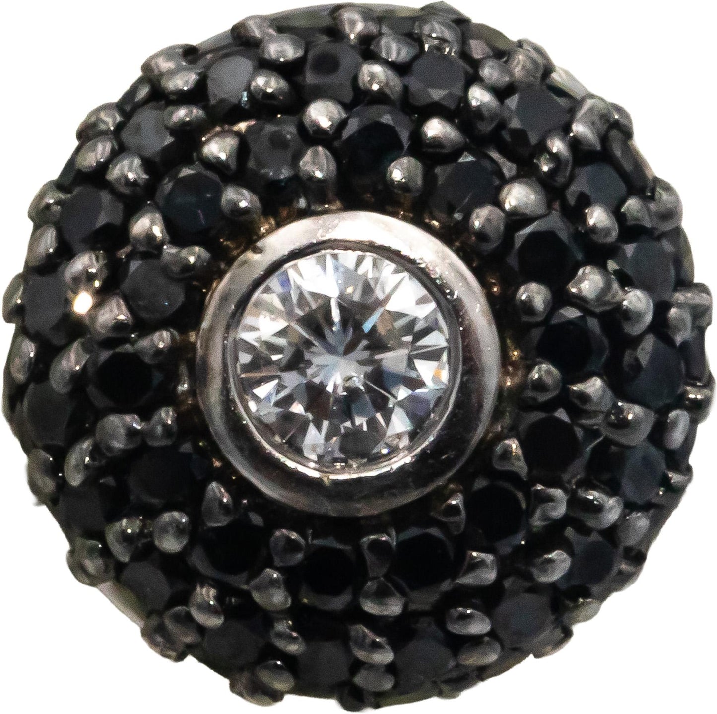 14k White Gold 2.50CT White and Black Diamond Cluster Stud Earrings