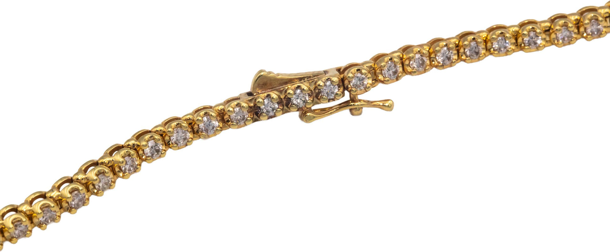 10k Yellow Gold Round Cut Diamond Tennis Necklace 24" Long 5.0CT