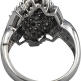 10k White Gold Round Diamond Cluster Cocktail Ring 1.40CT Size 7