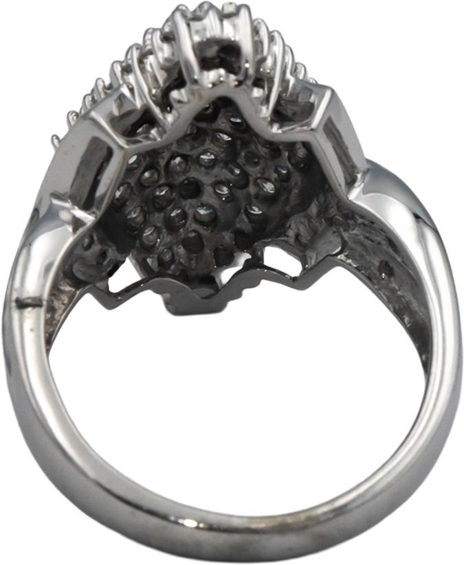 10k White Gold Round Diamond Cluster Cocktail Ring 1.40CT Size 7