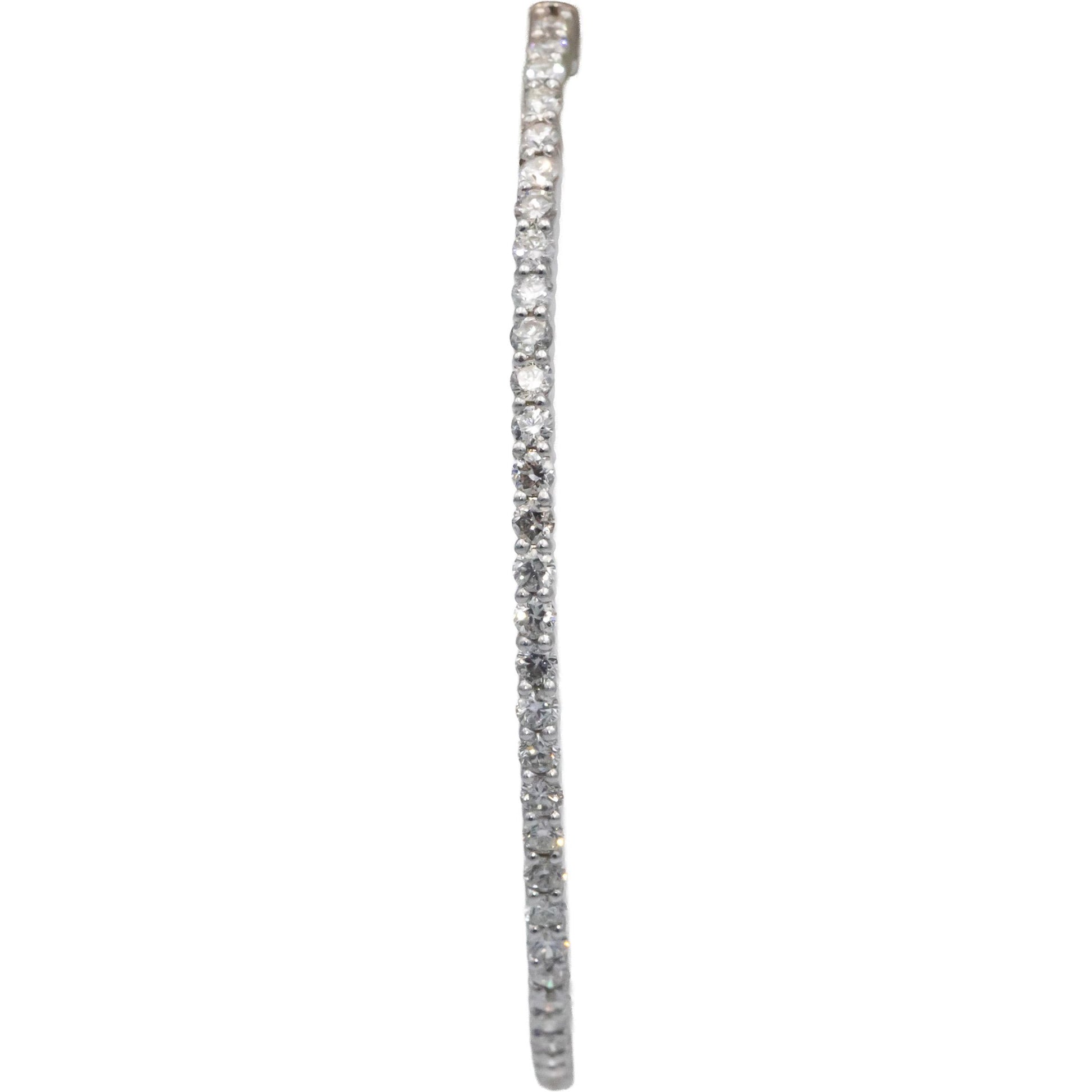 Round Cut Diamond 18k White Gold VS Oval Inside Out Hoop Earrings 5.40CT