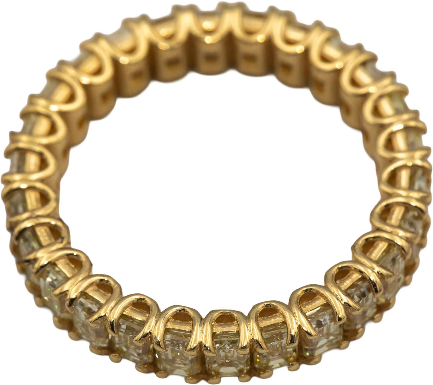 18k Yellow Gold VS Baguette Cut Light Yellow Diamond Eternity Ring 3.65CT Size 7