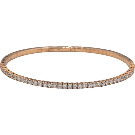 14k Rose Gold 1.70CT Round Cut Lab Grown Diamond Semi-Flexible Bangle Bracelet