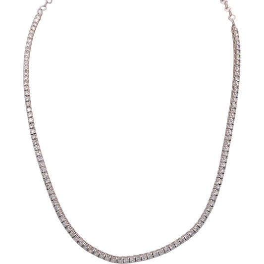 14k White Gold Round Cut Diamond Tennis Choker Necklace 16.5" Long 6.24CT