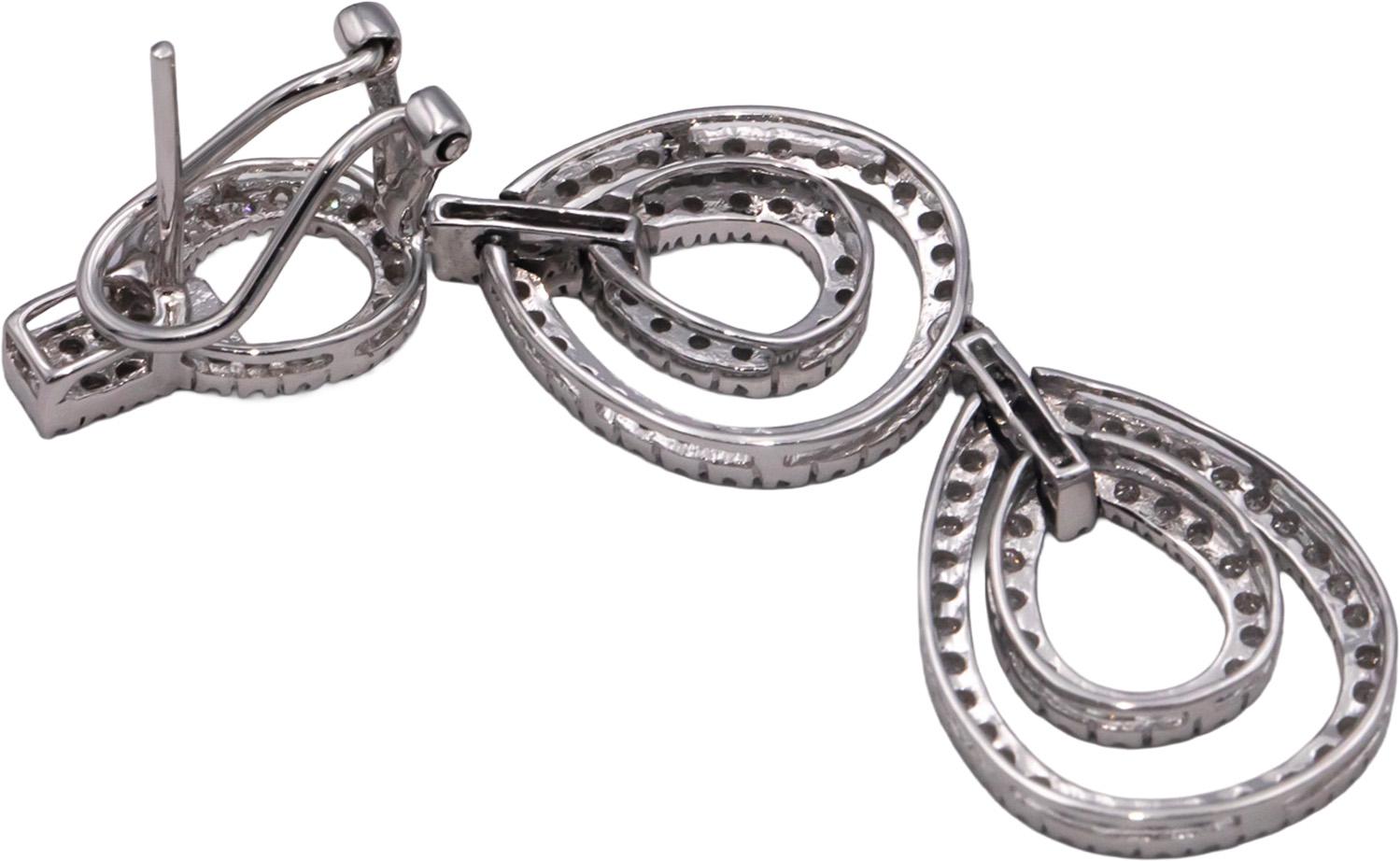 14k White Gold Round Diamond Drop Dangle Halo Earrings 1.50CT