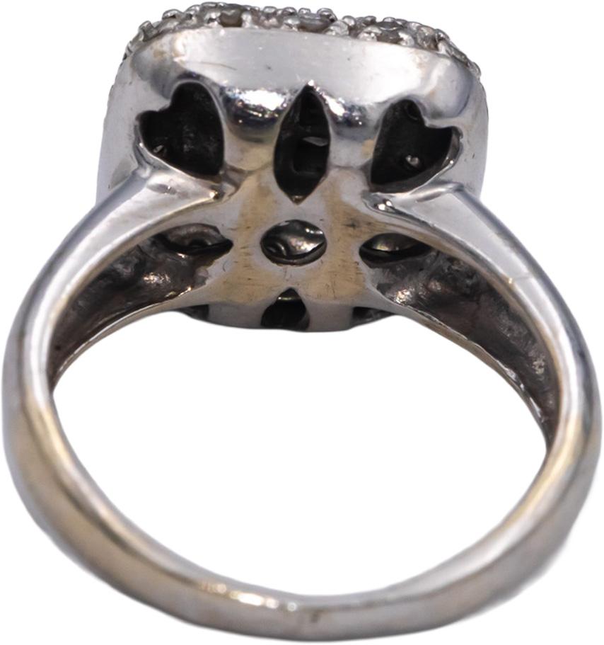 14k White Gold Round & Princess Cut Diamond Cluster Ring 0.40CT Size 4.75