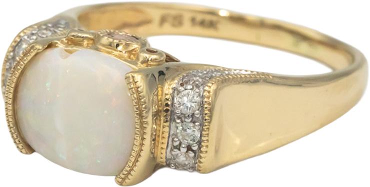 14k Yellow Gold 1.75CT Diamond Opal Tourmaline Ring Size 8.25