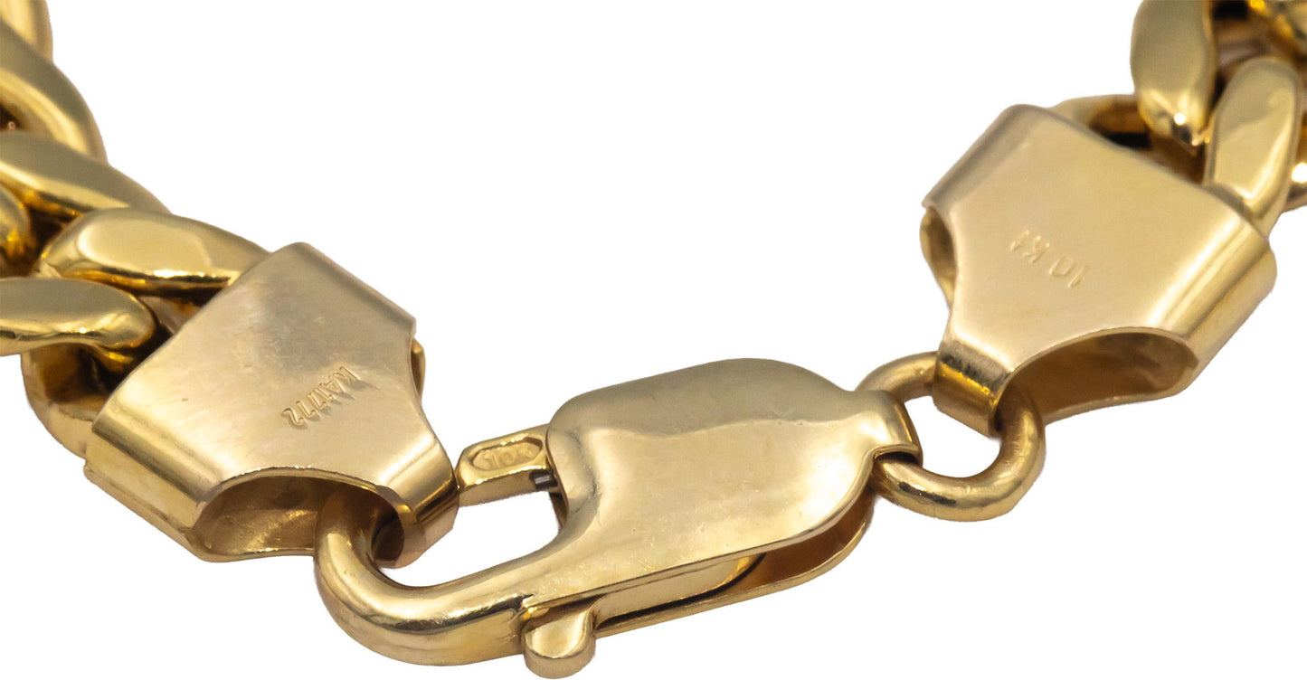 10k Yellow Gold Jewelry 22" Long/7.7mm Wide Hollow Cuban Link Chain Necklace