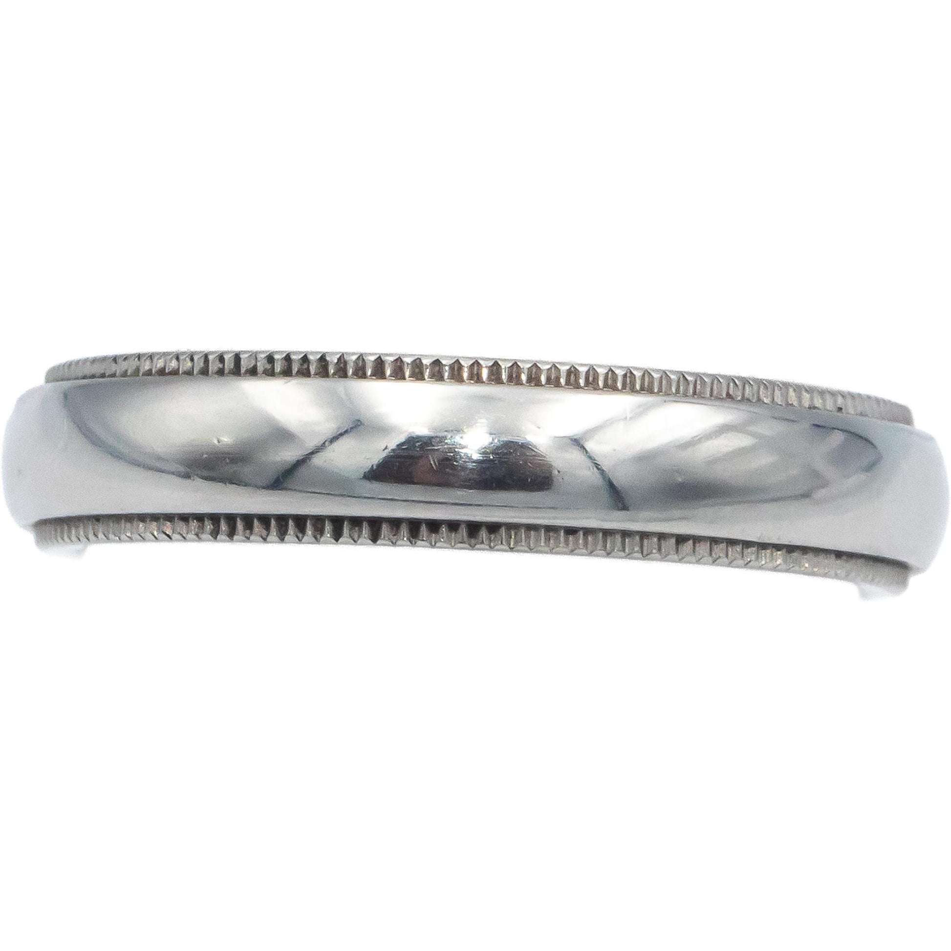 TIFFANY & CO. Platinum Jewelry Milgrain Edge Wedding Band Ring Size 5.5