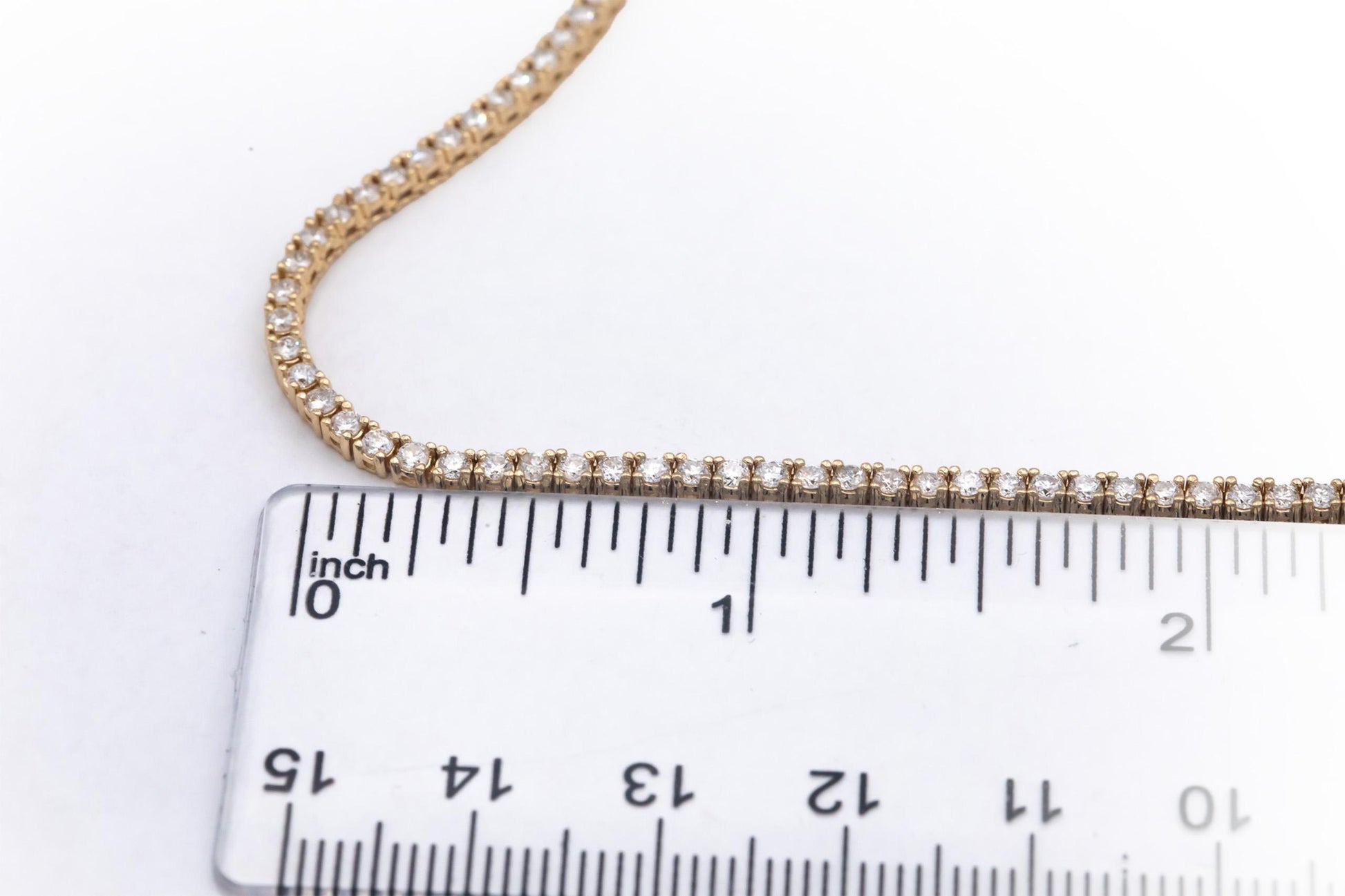 14k Yellow Gold Round Cut Diamond Tennis Necklace Chain 16.5" Long 4.01CT