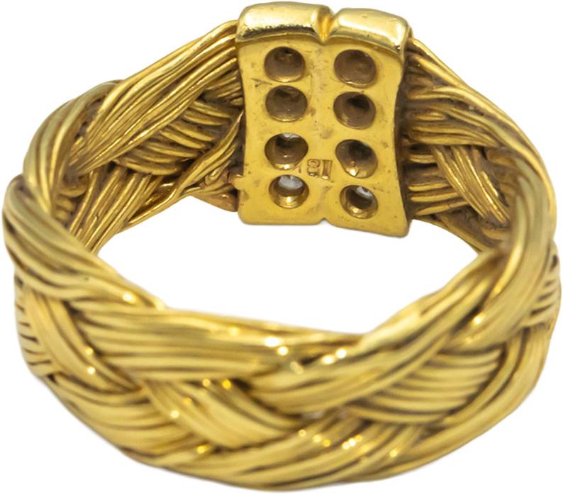 18k Yellow Gold 0.25CT VS Round Cut Diamond Woven Cable Ring Size 7