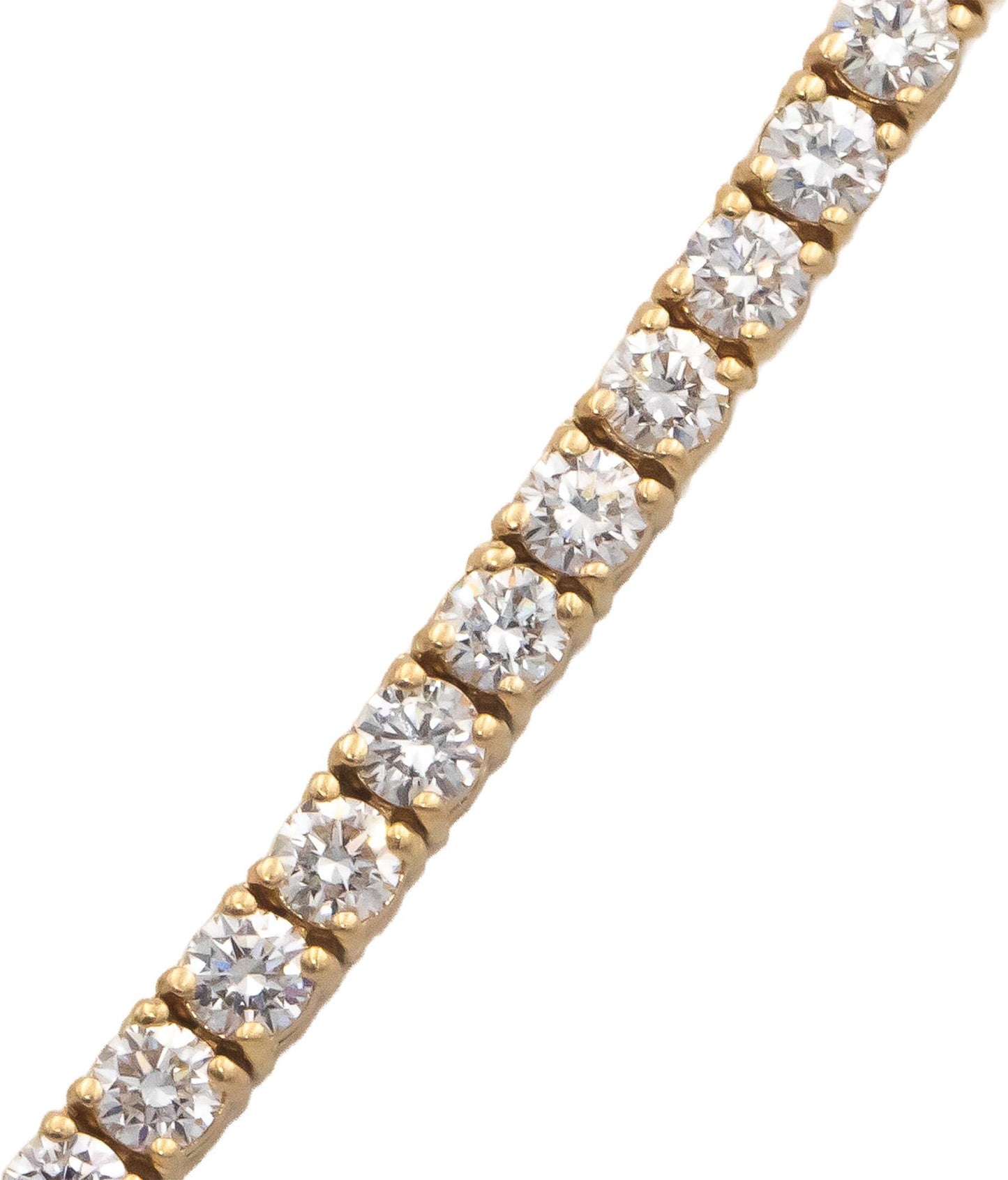 14k Yellow Gold VS1-VS2 Round Cut Lab Grown Diamond Tennis Necklace 7.0CT