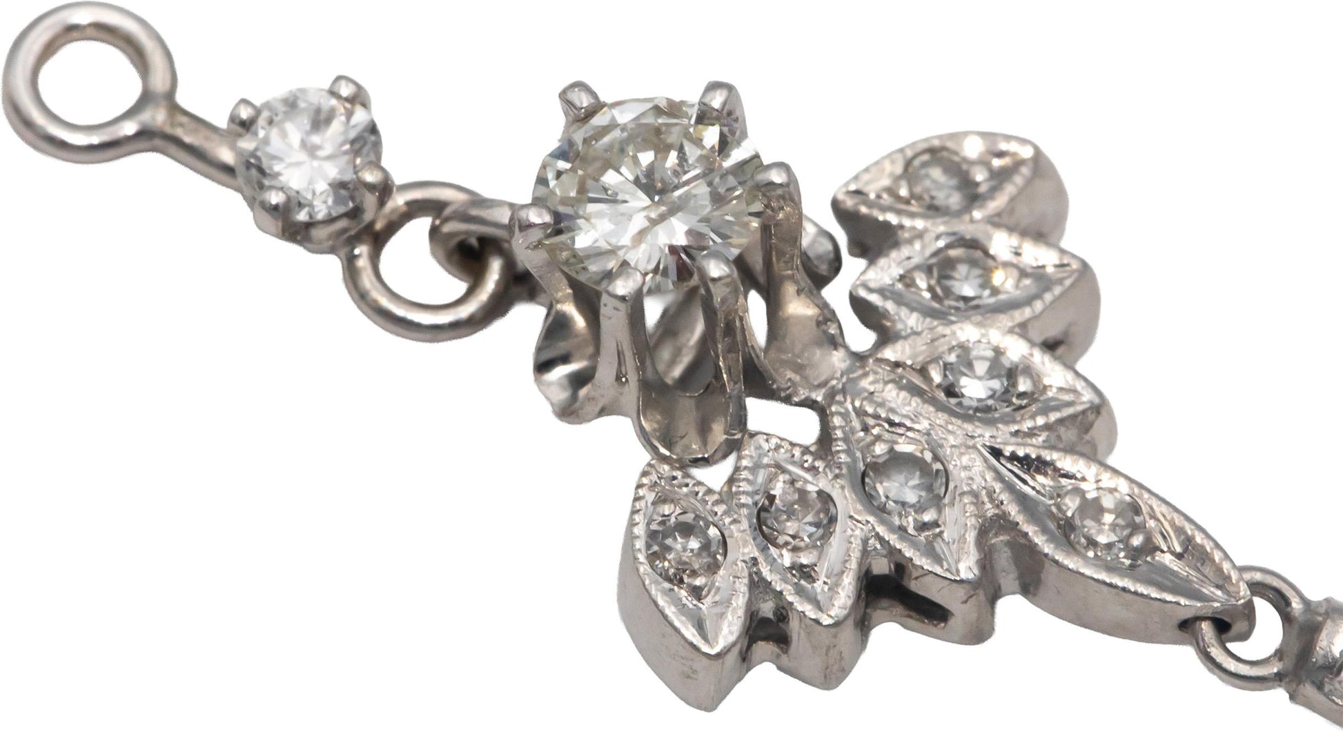 Vintage Diamond 14k White Gold Jewelry Earring Dangle Jacket Enhancers 1.35CT