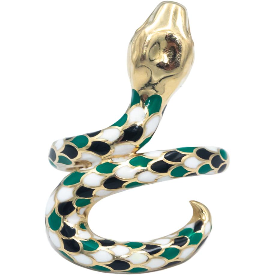 14k Yellow Gold Jewelry Colorful Enamel Snake Ring Size 8