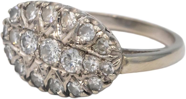 Vintage Antique 14k White Gold VS Diamond Cocktail Ring 1.0CT Size 6.25