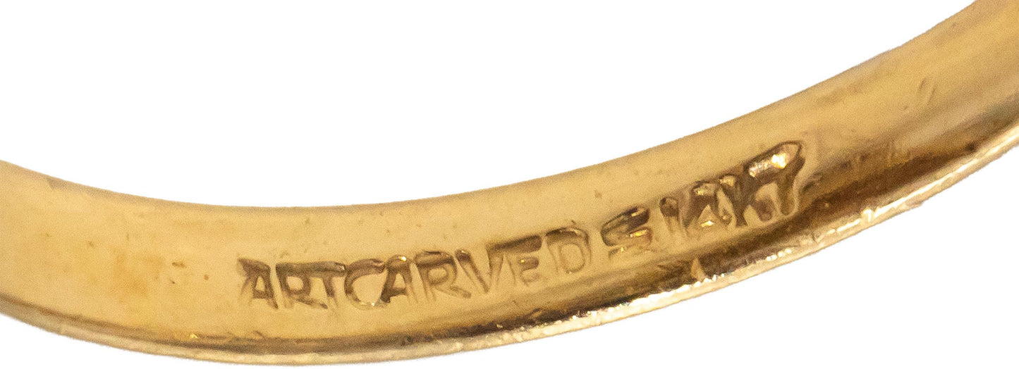 ART CARVED 14k Yellow Gold Round Diamond Cocktail Ring 0.45CT Size 4.75