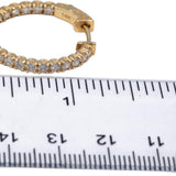 14k Yellow Gold Round Diamond Inside Out Circle Hoop Earrings 1.93CT