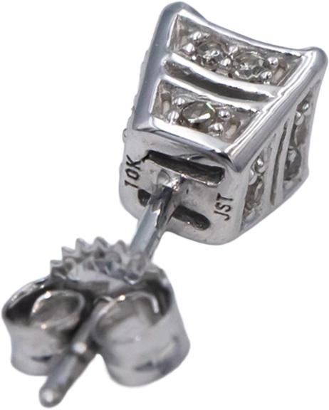10k White Gold Round & Princess Cut Diamond Stud Earrings 0.25CT