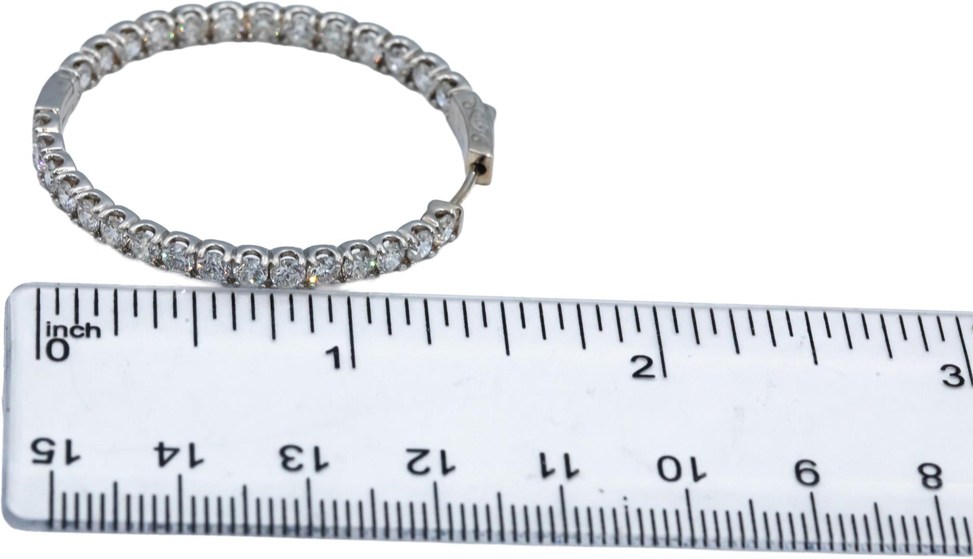 18k White Gold VS Round Diamond Inside Out Oval Hoop Earrings 5.34CT