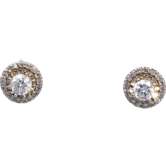 Round Diamond 14k White Gold Flower Cluster Stud Screw Back Earrings 2.79CT