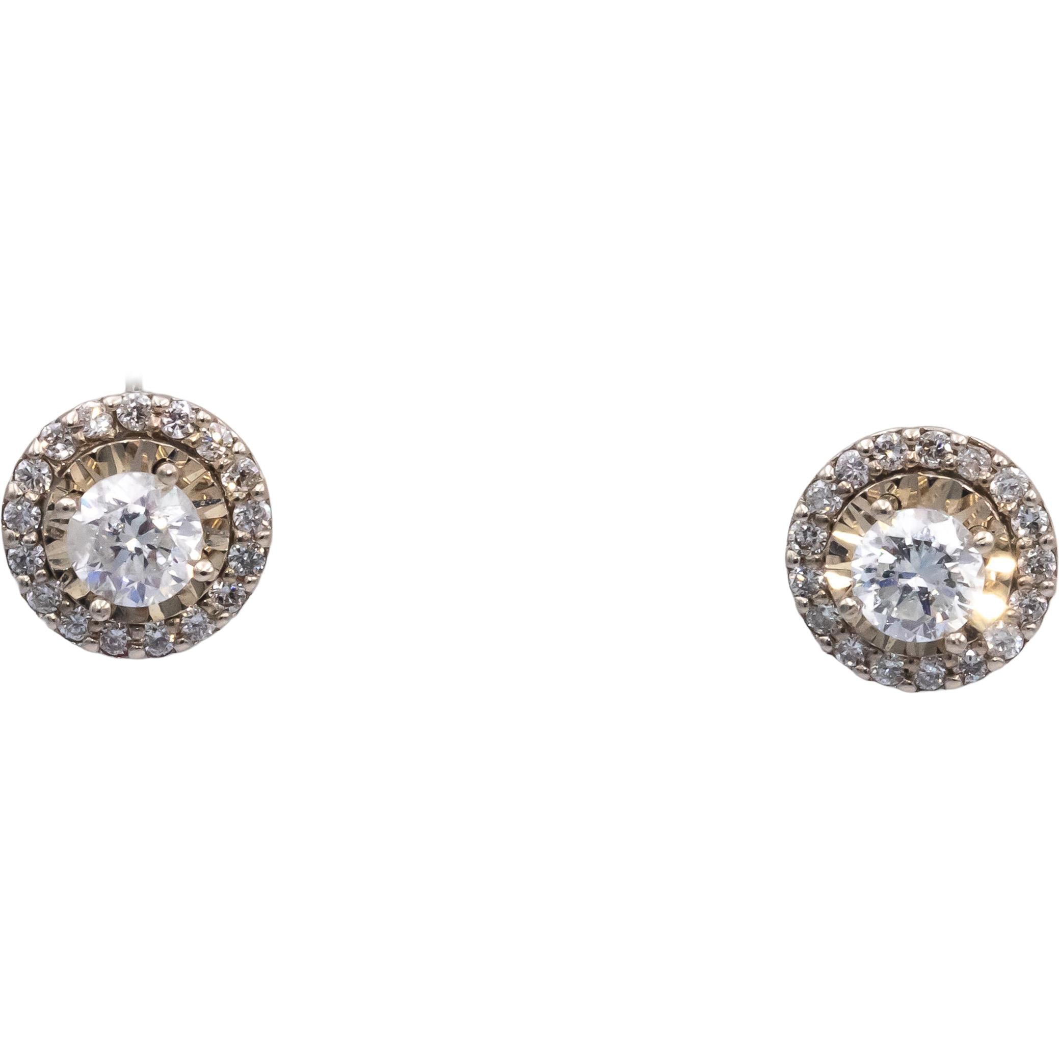 Round Diamond 14k White Gold Flower Cluster Stud Screw Back Earrings 2.79CT