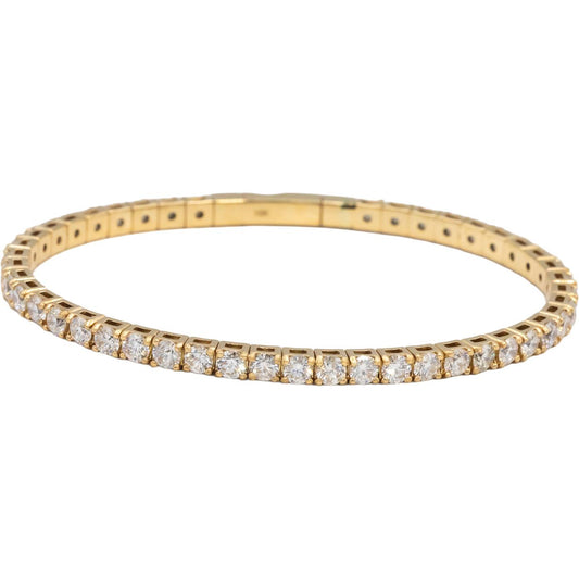 18k Yellow Gold VS Round Diamond Flexible Bangle Bracelet 7.68CT