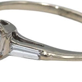14k White Gold Pear & Baguette Cut Diamond Engagement Ring 0.89CT Size 6