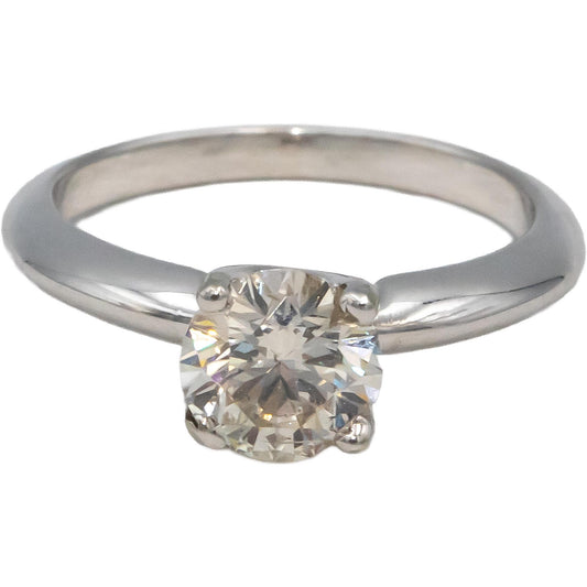 14k White Gold Round Diamond Solitaire Engagement Ring 1.05CT Size 5.25
