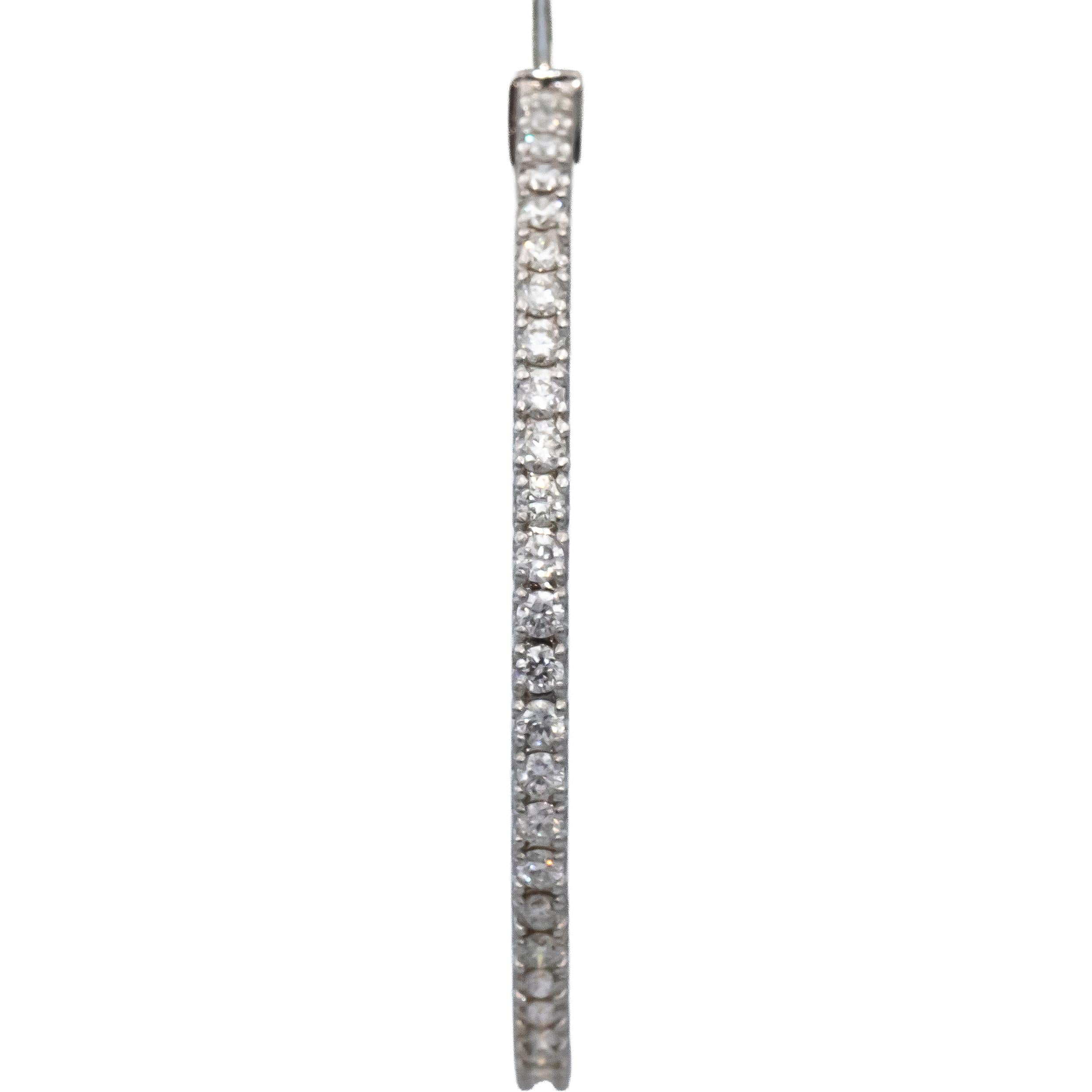 14k White Gold VS Round Diamond Inside Out Hoop Earrings 2.90CT
