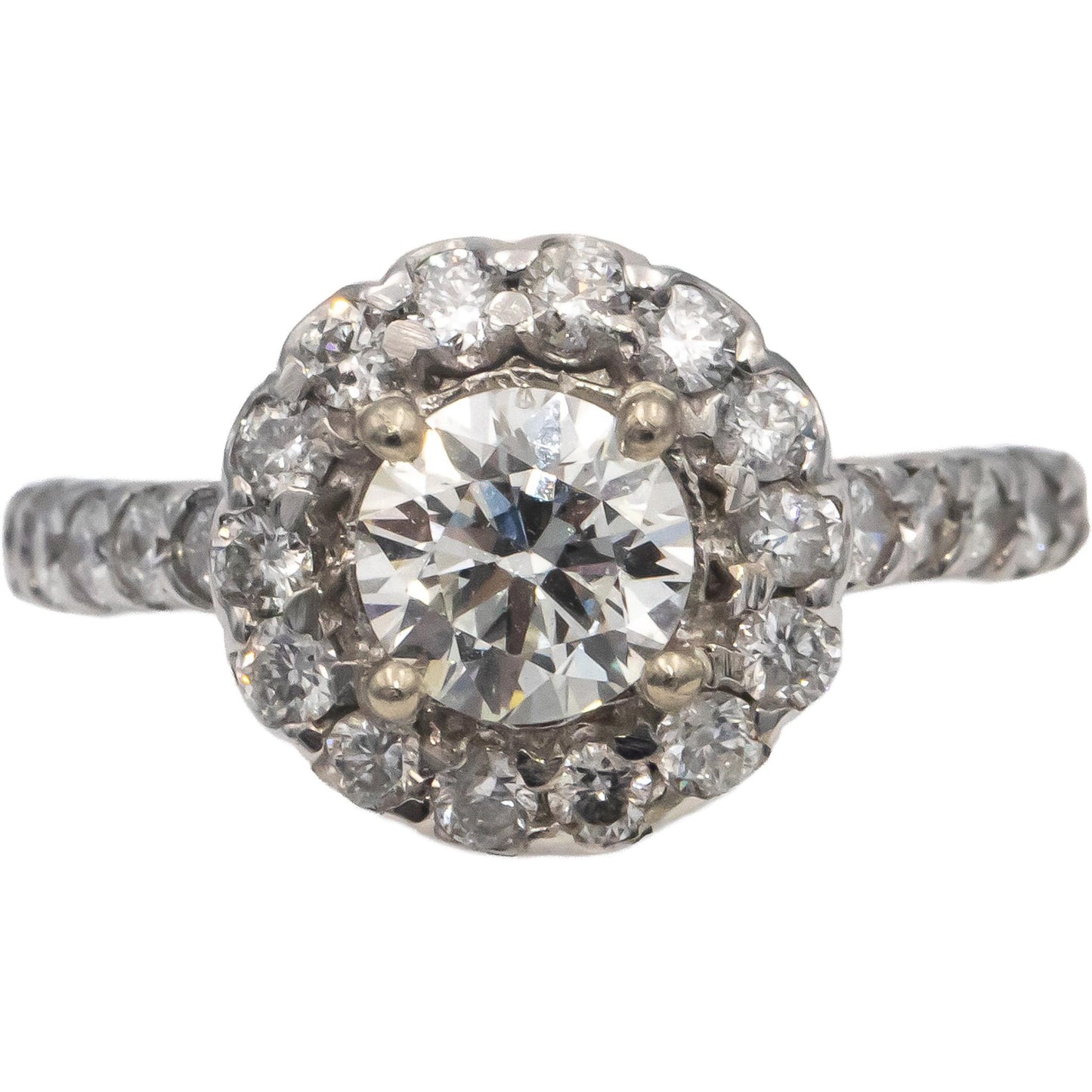 14k White Gold Round Diamond Halo Engagement Ring 1.91CT w/ 0.91CT Center Size 7