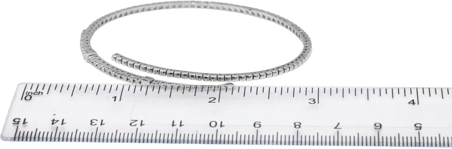 18k White Gold Princess & Round Diamond Flexible Bangle Bracelet 0.47CTW