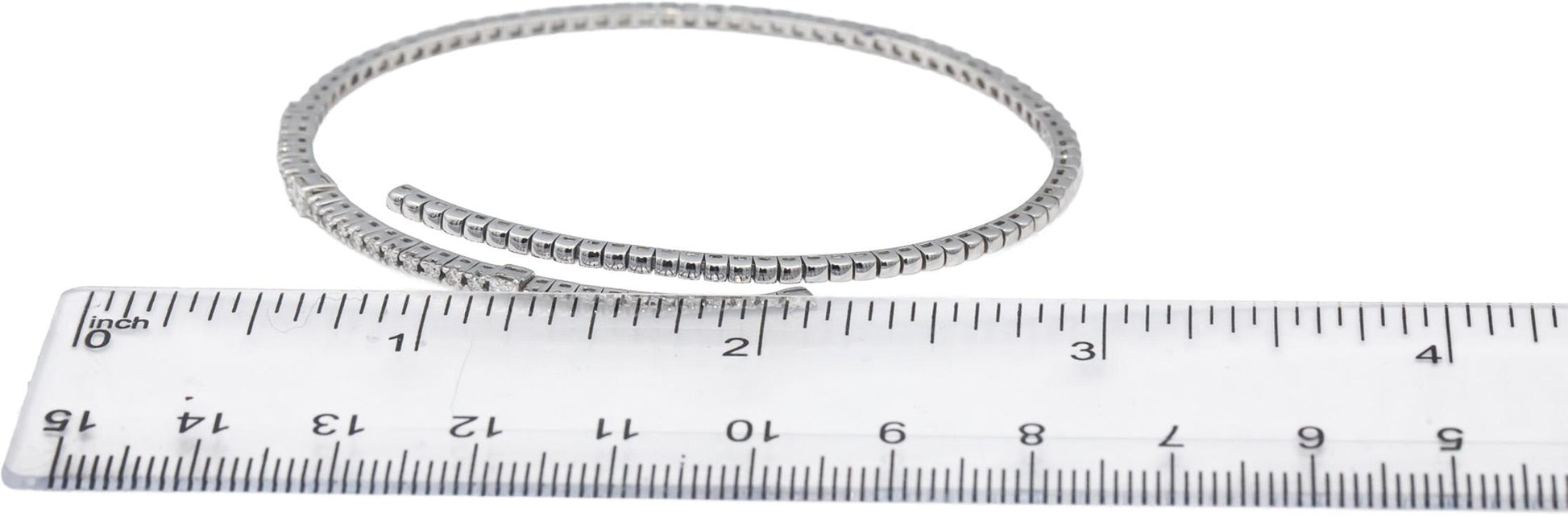 18k White Gold Princess & Round Diamond Flexible Bangle Bracelet 0.47CTW