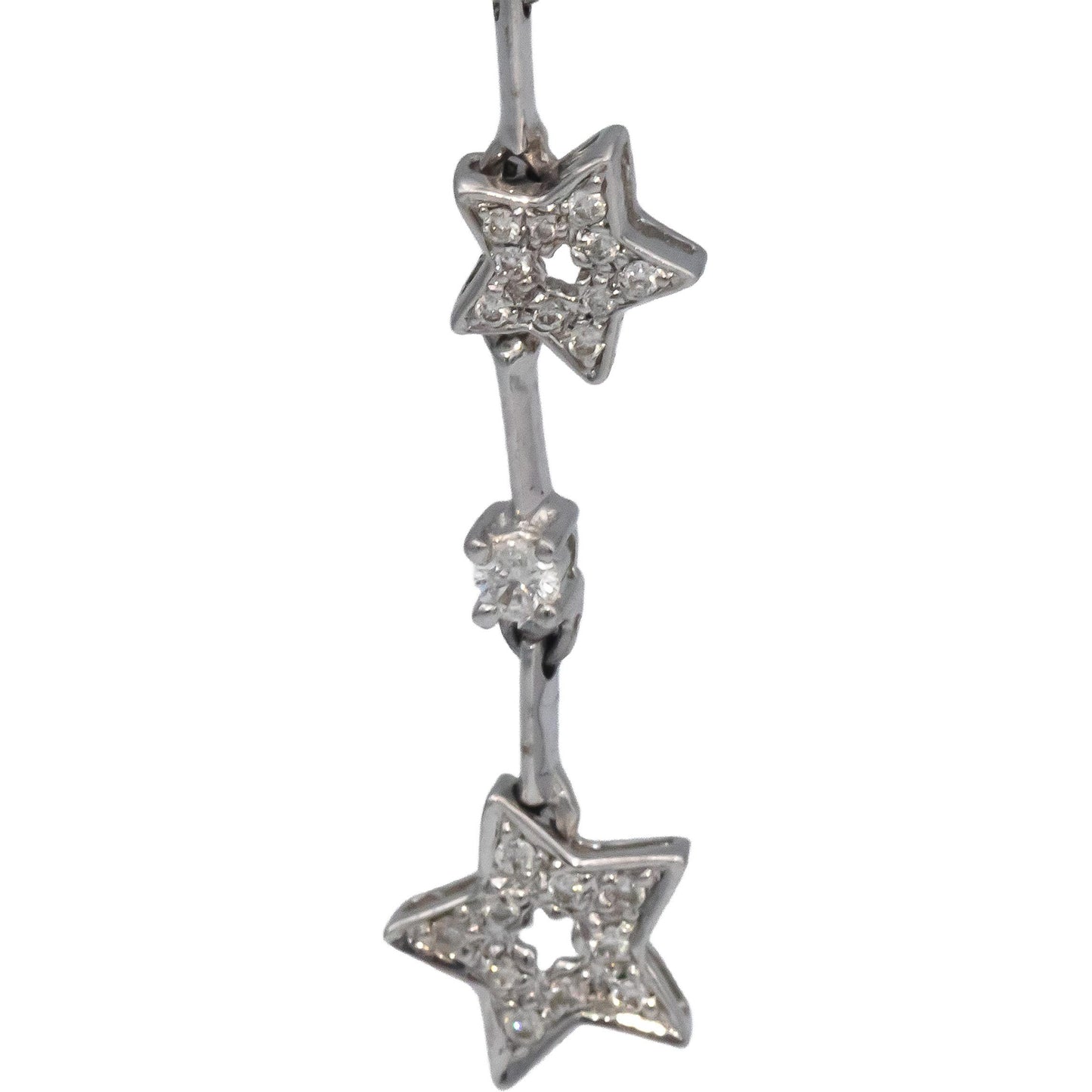 18k White Gold Round Diamond Star Drop Dangle Earrings 0.75CTW