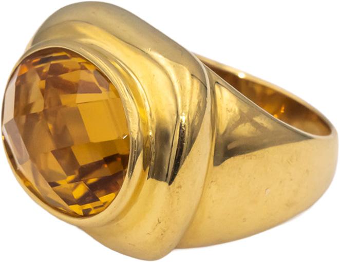 18k Yellow Gold Oval Checkerboard Cut Citrine Solitaire Jumbo Ring 8.50CTW Sz. 7