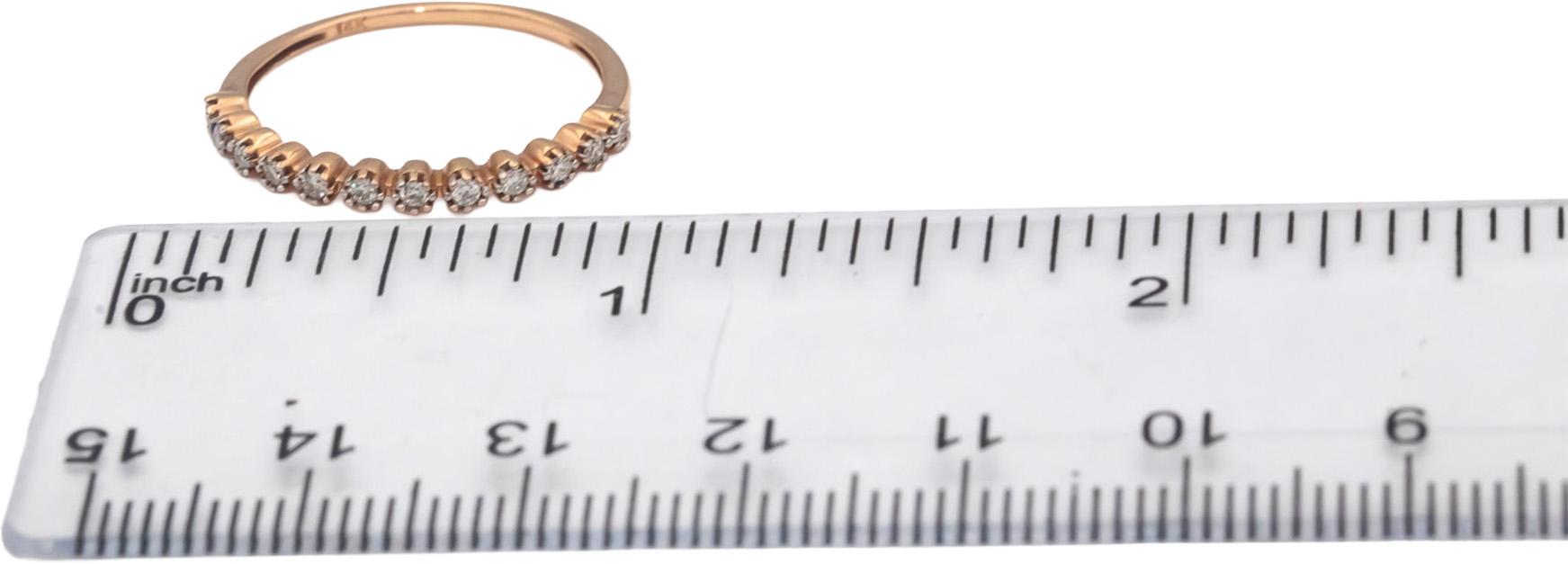 14k Rose Gold Round Diamond Band Ring 0.20CT Size 7.25
