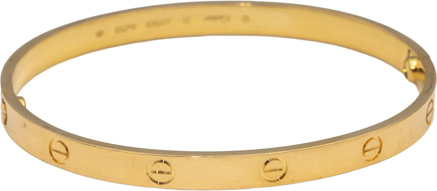 CARTIER 18k Gold Love Collection Screw Motif 6.0mm Bangle Bracelet Size 21 $7950