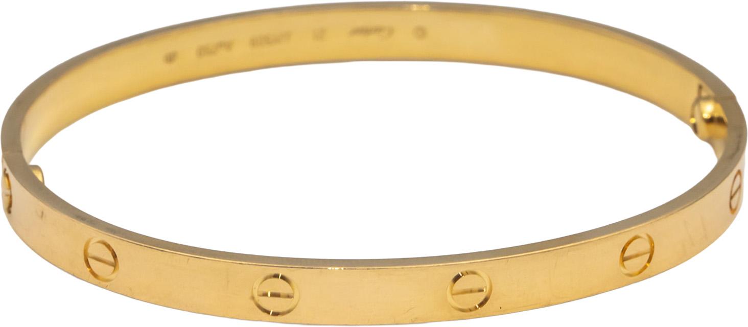 CARTIER 18k Gold Love Collection Screw Motif 6.0mm Bangle Bracelet Size 21 $7950