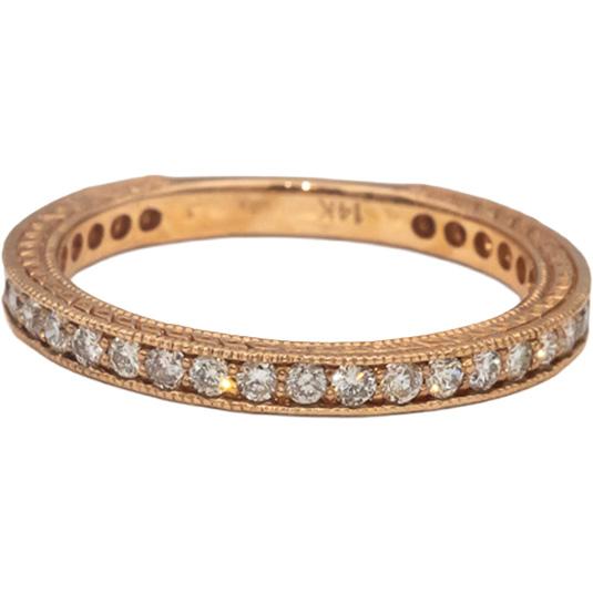 14k Rose Gold Round Channel Set Diamond Filigree Band Ring 0.60CT Size 7